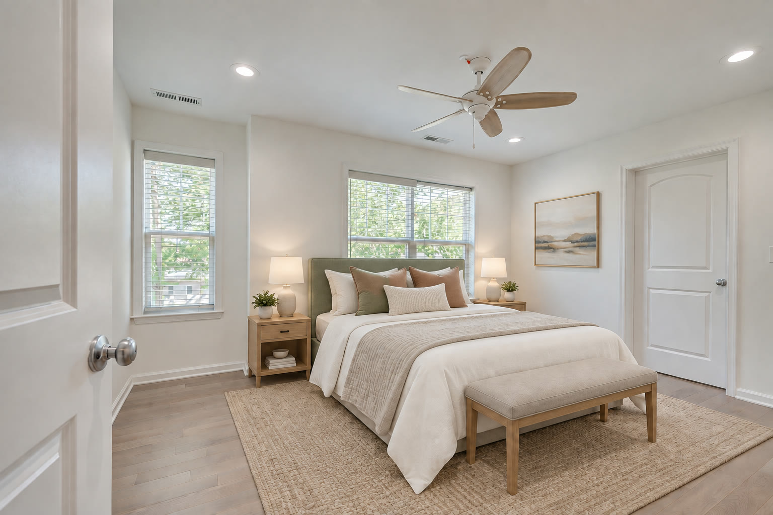 Third bedroom with a ceiling fan and a window